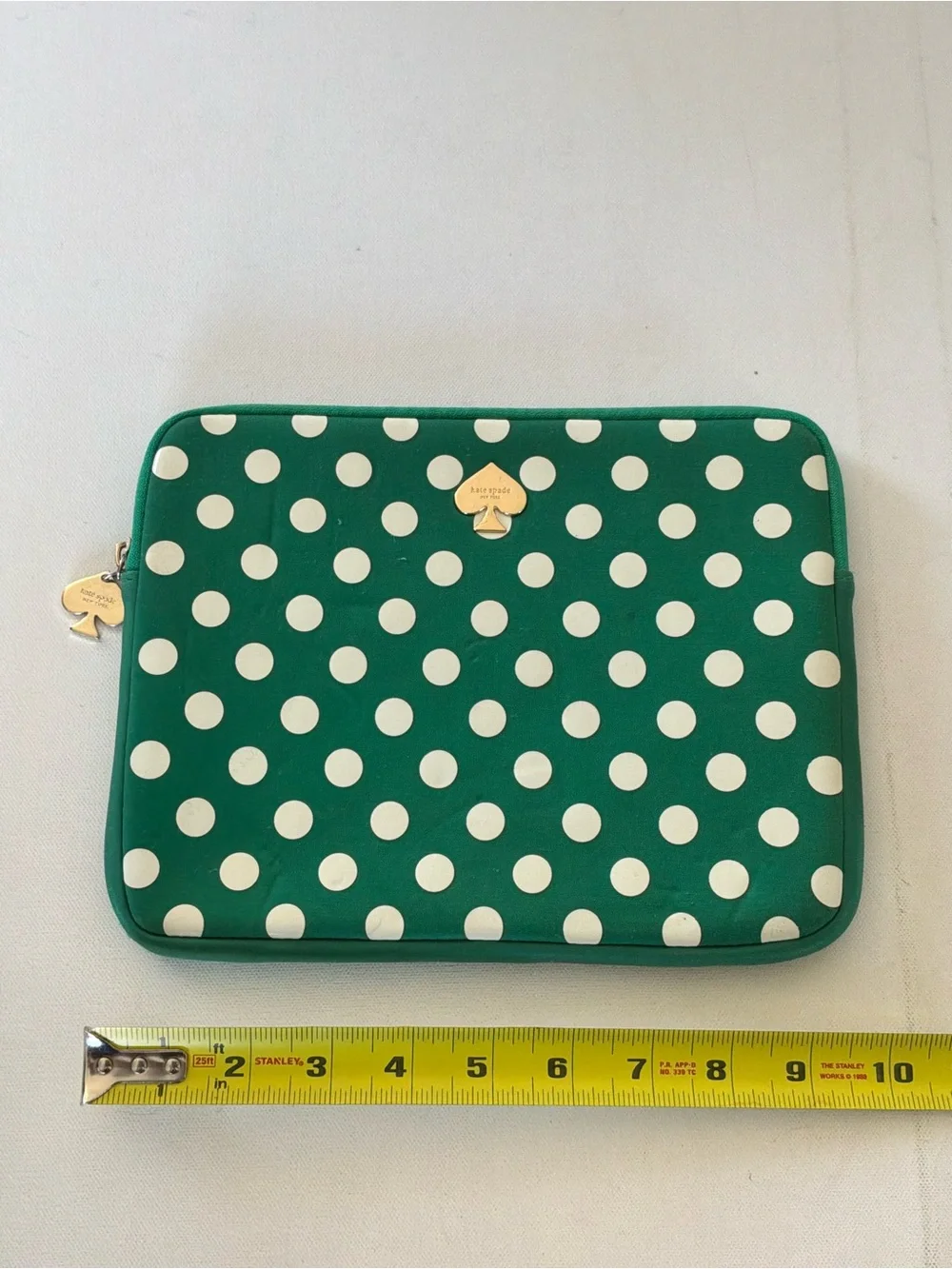 Kate Spade New York Green White Polka Dot Padded Tablet Sleeve E-Reader Case